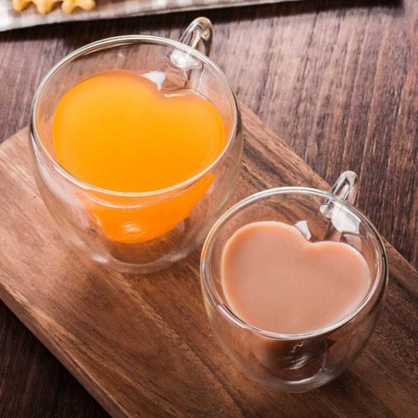 One Two Cups Cangkir Kopi Kaca Tahan Panas Double Wall Love Cup 140ml - CV2103l