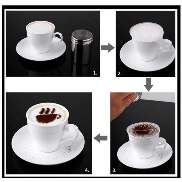 One Two Cups Penabur Bubuk Stensil Kopi Coklat Gula Barista - HY1801504