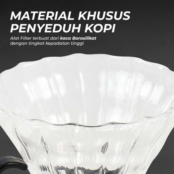 One Two Cups Filter Kopi Kaca V60 Reusable Coffee Dripper 1-4 Cups - SD-8106