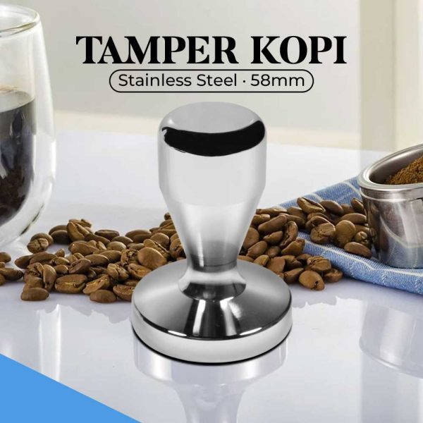 One Two Cups Tamper Kopi Espresso Press Flat Hammer Stainless Steel - FEN58