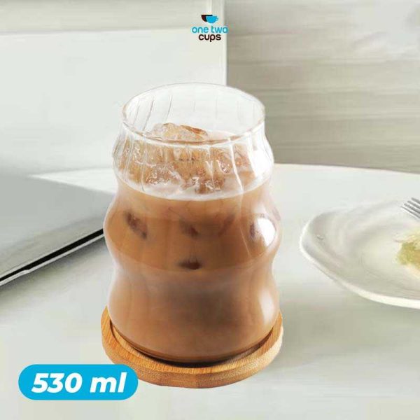 ginee_20251126165721254_3204887521.jpg One Two Cups Gelas Kaca Aesthetic Kopi Teh Wave Stripe Shape - GK24