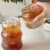 ginee_20251126165721324_6350364804.jpg One Two Cups Gelas Kaca Aesthetic Kopi Teh Wave Stripe Shape - GK24