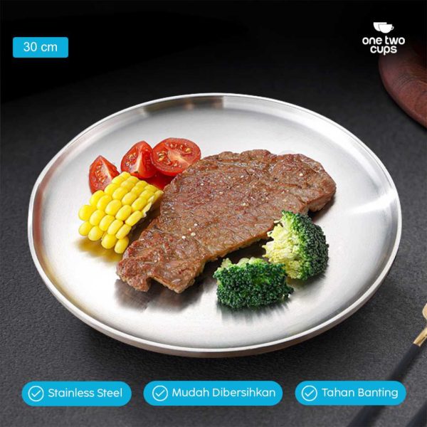 ginee_20251126170008365_4203391135.jpg One Two Cups Piring Makan Stainless Steel Elegan Plate European Style - SN16