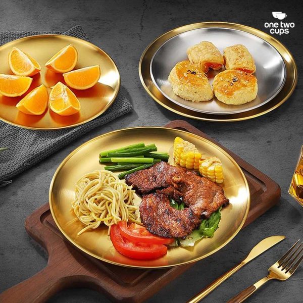 ginee_20251126170008515_6903173518.jpg One Two Cups Piring Makan Stainless Steel Elegan Plate European Style - SN16