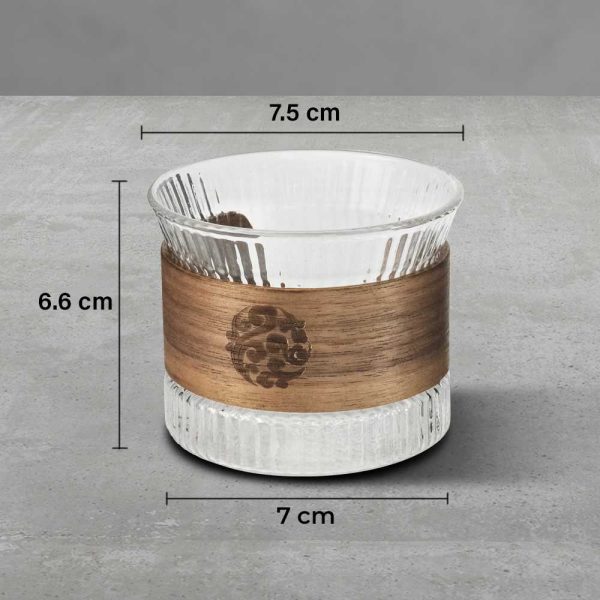 One Two Cups Gelas Japanese Style Rock Glass Wood Sleeve 130ml - GN13