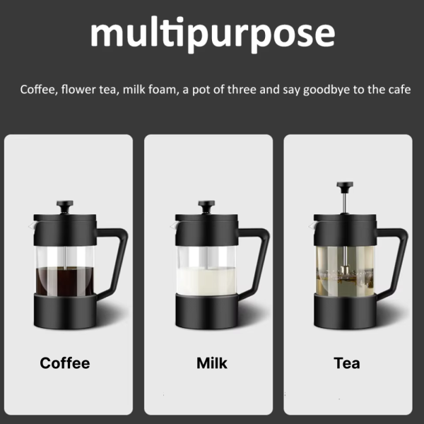 One Two Cups French Press Manual Coffee Maker Pot Stainless Steel 304 - GX304