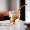 One Two Cups Gelas Kaca Aesthetic Kopi Teh Wave Stripe Glass 330ml - T031