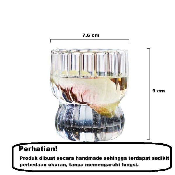 One Two Cups Gelas Kaca Aesthetic Kopi Teh Wave Stripe Glass 330ml - T031
