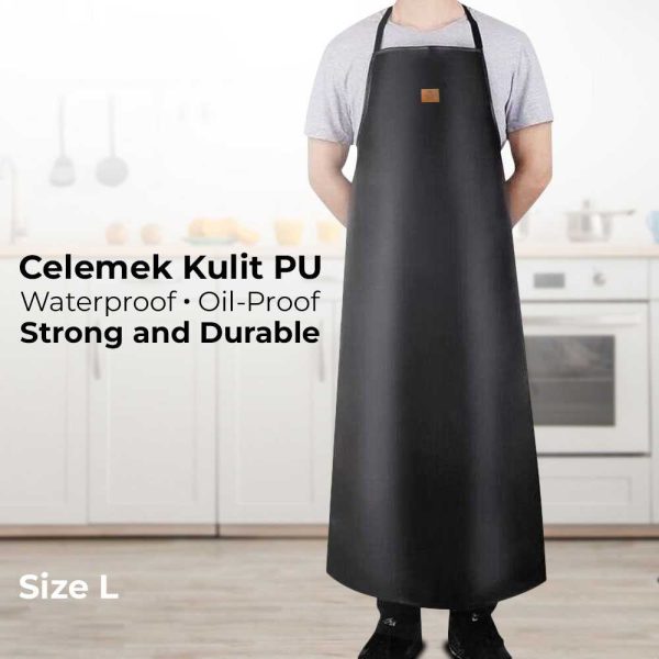 One Two Cups Celemek Masak Apron Dapur Kulit PU Waterproof Durable - ZHAP