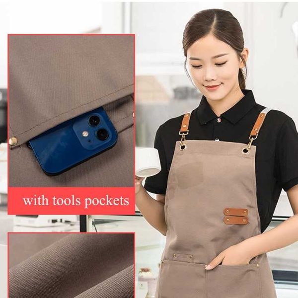 ginee_20251128144456425_1257893198.jpg One Two Cups Chen Feng Celemek Masak Apron Anti Air dengan Kantong - SP01