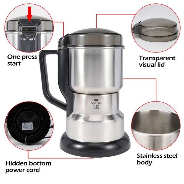 One Two Cups Penggiling Biji Kopi Elektrik Coffee Bean Grinder 400W - OL400