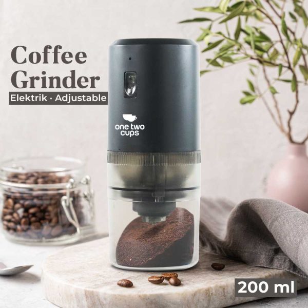 ginee_20251128144734678_4446569917.jpg One Two Cups Penggiling Kopi Elektrik Coffee Grinder Adjustable 200ml - WP-12
