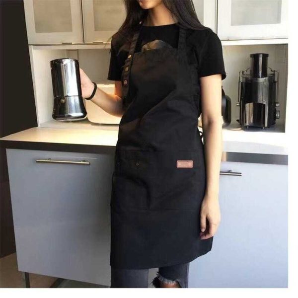 ginee_20251128144808857_5953549854.jpg One Two Cups Celemek Masak Apron Dapur Canvas Strap Kancing - AGD01