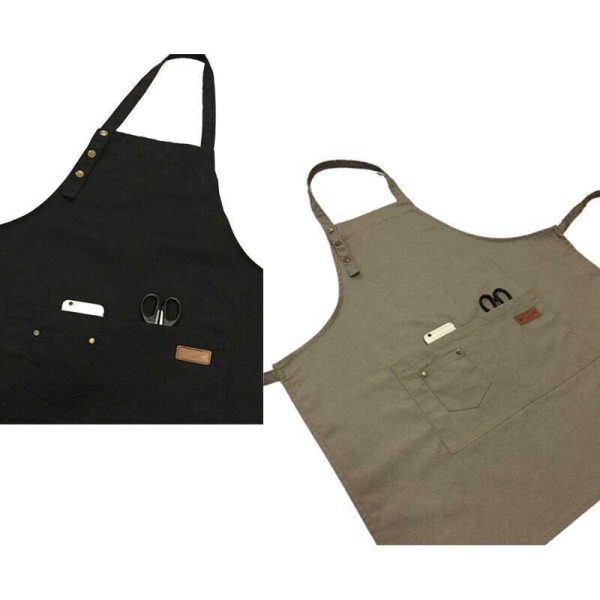 ginee_20251128144808889_7749056851.jpg One Two Cups Celemek Masak Apron Dapur Canvas Strap Kancing - AGD01