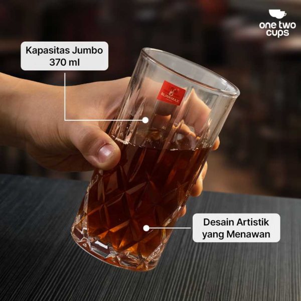 One Two Cups Gelas Whisky Cocktail Old Fashion Highball Glass 370ml - UT-37