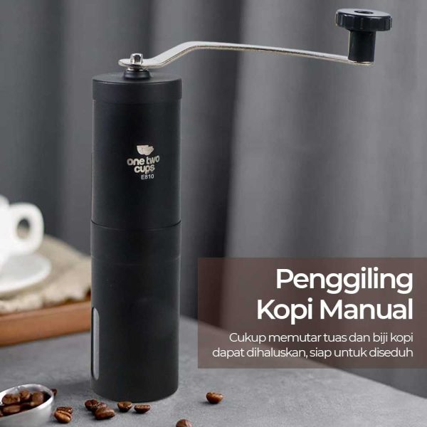 ginee_20251128152952188_4030648488.jpg One Two Cups Alat Penggiling Kopi Manual Coffee Bean Grinder E810 - Black