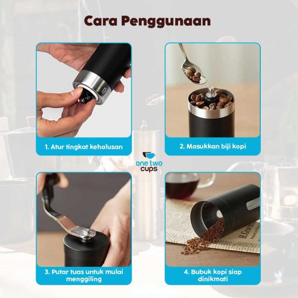 ginee_20251128152952268_1343993731.jpg One Two Cups Alat Penggiling Kopi Manual Coffee Bean Grinder E810 - Black