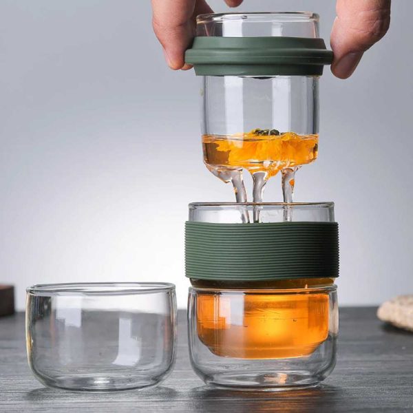 One Two Cups Pembuat Teh Portable Kaca Borosilicate with 2 Glass - TP-762