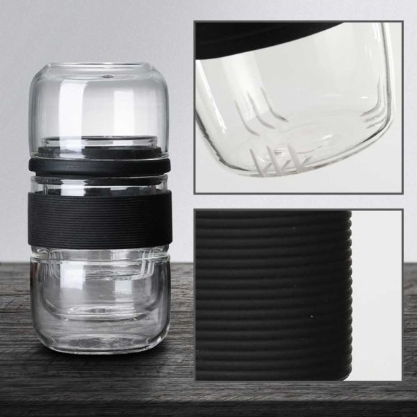 One Two Cups Pembuat Teh Portable Kaca Borosilicate with 2 Glass - TP-762