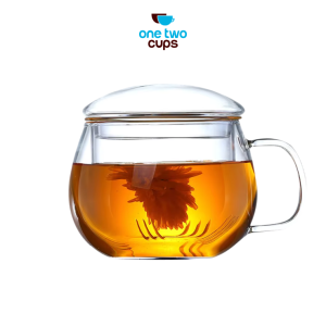 One Two Cups Cangkir Teh Saringan Kaca Tahan Panas Infuser Mug 350ml - SV350