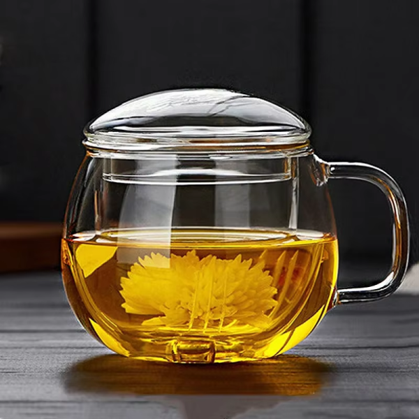 One Two Cups Cangkir Teh Saringan Kaca Tahan Panas Infuser Mug 350ml - SV350