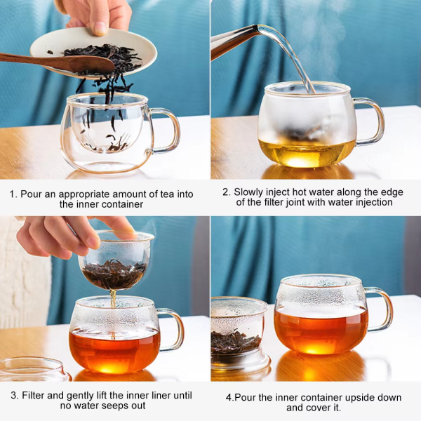 One Two Cups Cangkir Teh Saringan Kaca Tahan Panas Infuser Mug 350ml - SV350