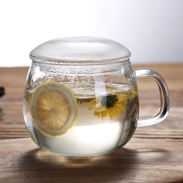 One Two Cups Cangkir Teh Saringan Kaca Tahan Panas Infuser Mug 350ml - SV350