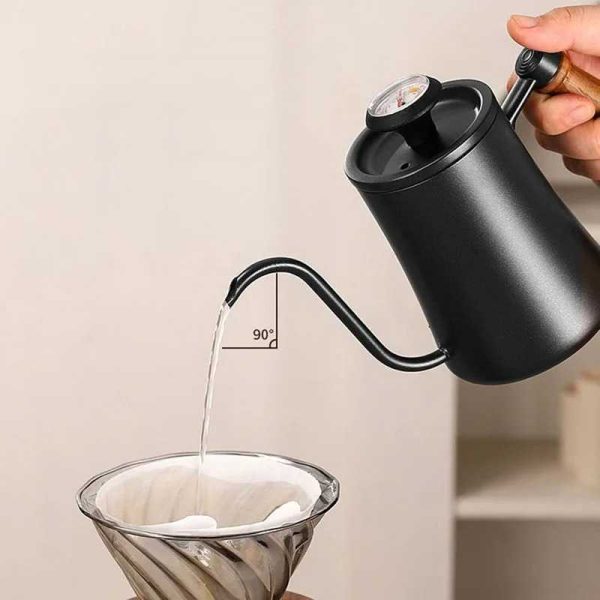 One Two Cups Teko Kopi Angsa Gooseneck Drip Kettle Thermometer 500ml - K51