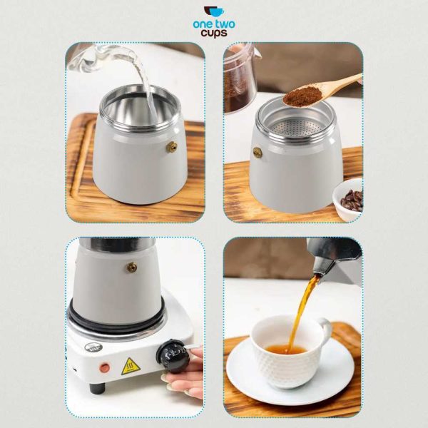 One Two Cups Moka Pot Espresso Coffee Maker Stovetop Teko Kopi - PL-315