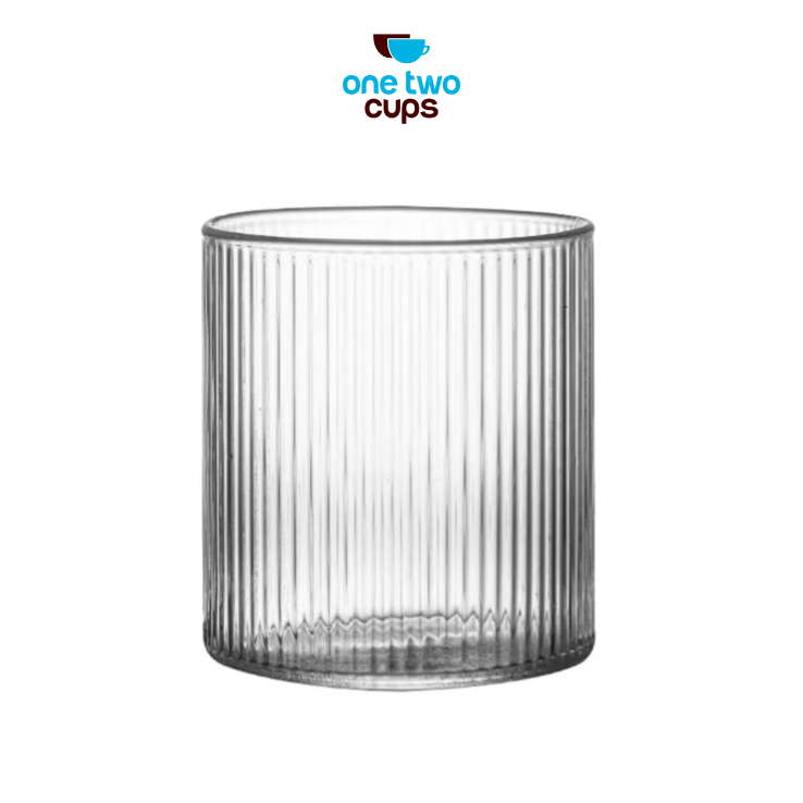 One Two Cups Gelas Kaca Aesthetic Kopi Dirty Latte Stripe Glass 300ml - KT011