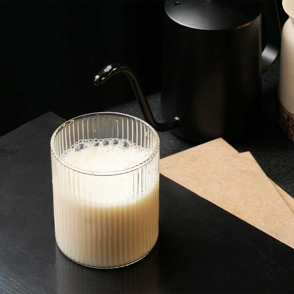 One Two Cups Gelas Kaca Aesthetic Kopi Dirty Latte Stripe Glass 300ml - KT011