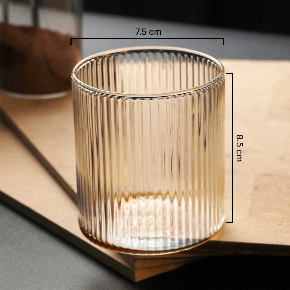 One Two Cups Gelas Kaca Aesthetic Kopi Dirty Latte Stripe Glass 300ml - KT011