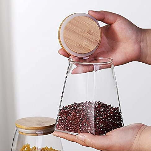 One Two Cups Toples Kaca Penyimpanan Makanan Pyramid Glass Storage Jar - S12