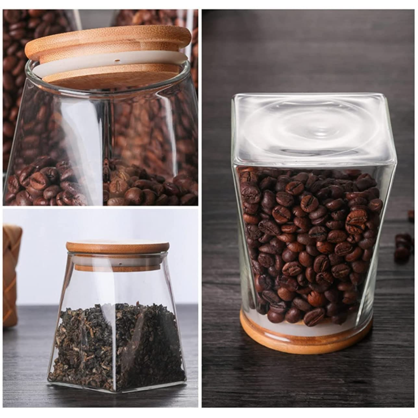 One Two Cups Toples Kaca Penyimpanan Makanan Pyramid Glass Storage Jar - S12