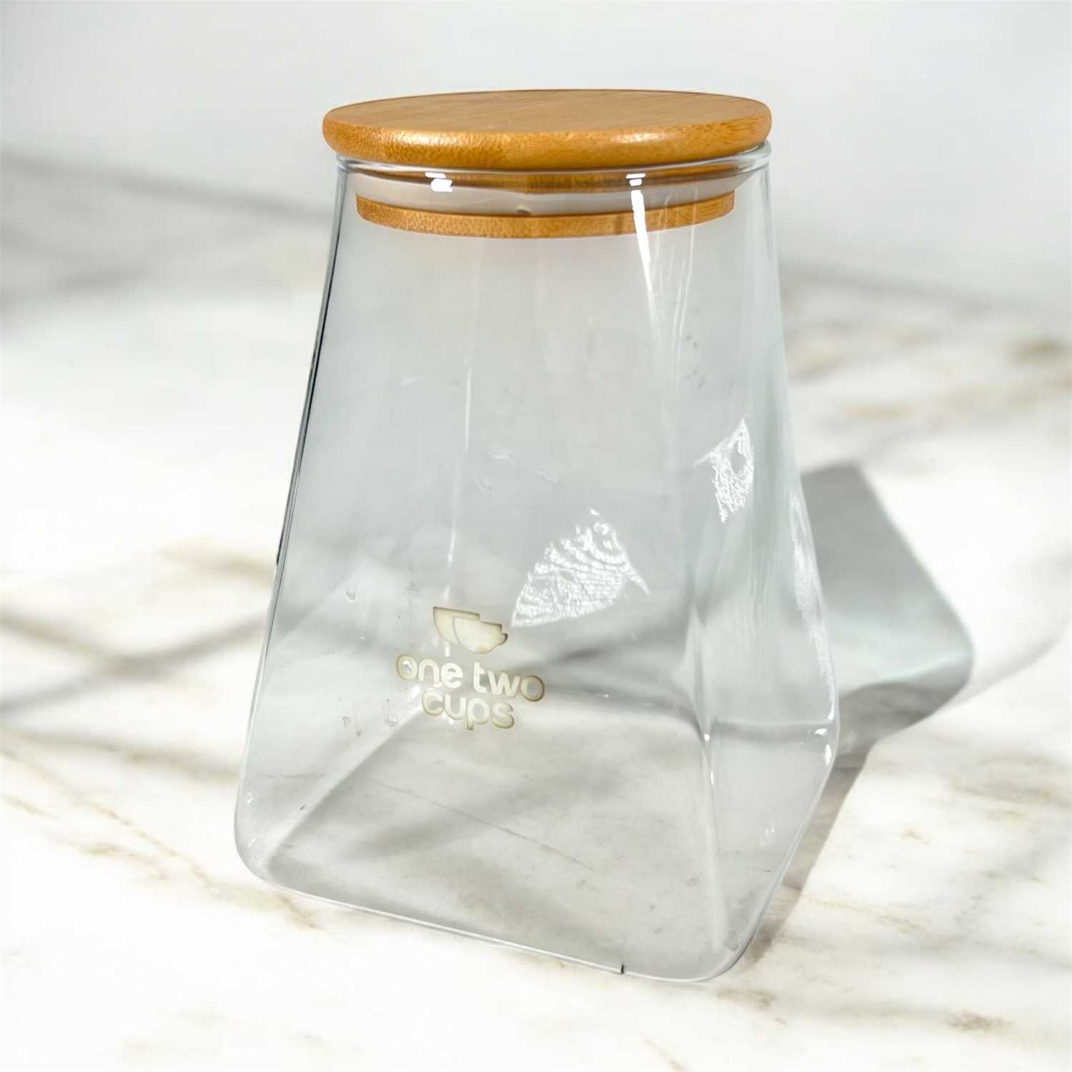 One Two Cups Toples Kaca Penyimpanan Makanan Pyramid Glass Storage Jar - S12