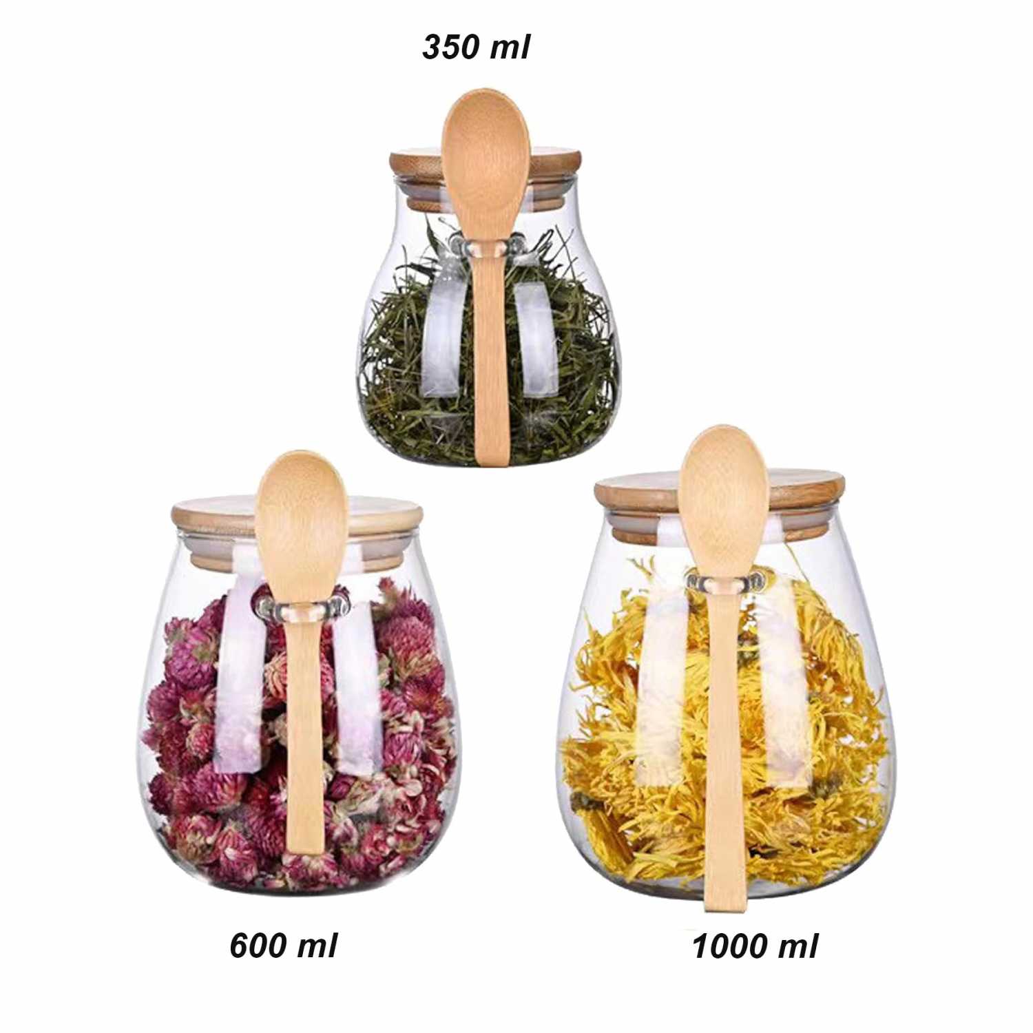ginee_20251210165045505_3227195613.jpg One Two Cups Toples Kaca Glass Food Storage Vintage Wooden with Spoon - INU144