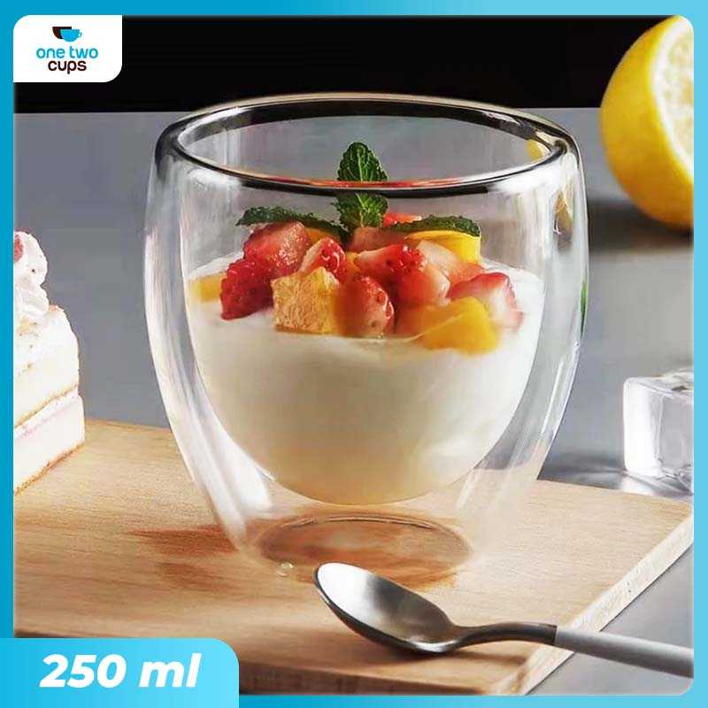 One Two Cups Gelas Kaca Aesthetic Tahan Panas Double Wall Glass - PLY1704