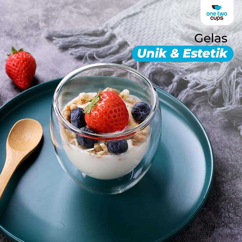 One Two Cups Gelas Kaca Aesthetic Tahan Panas Double Wall Glass - PLY1704