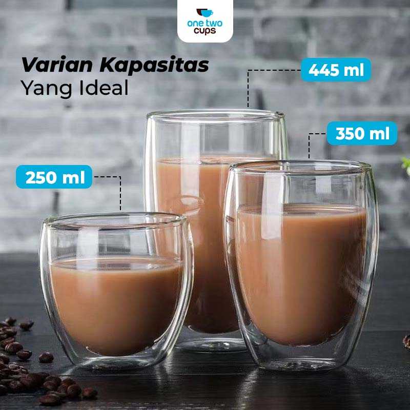 One Two Cups Gelas Kaca Aesthetic Tahan Panas Double Wall Glass - PLY1704