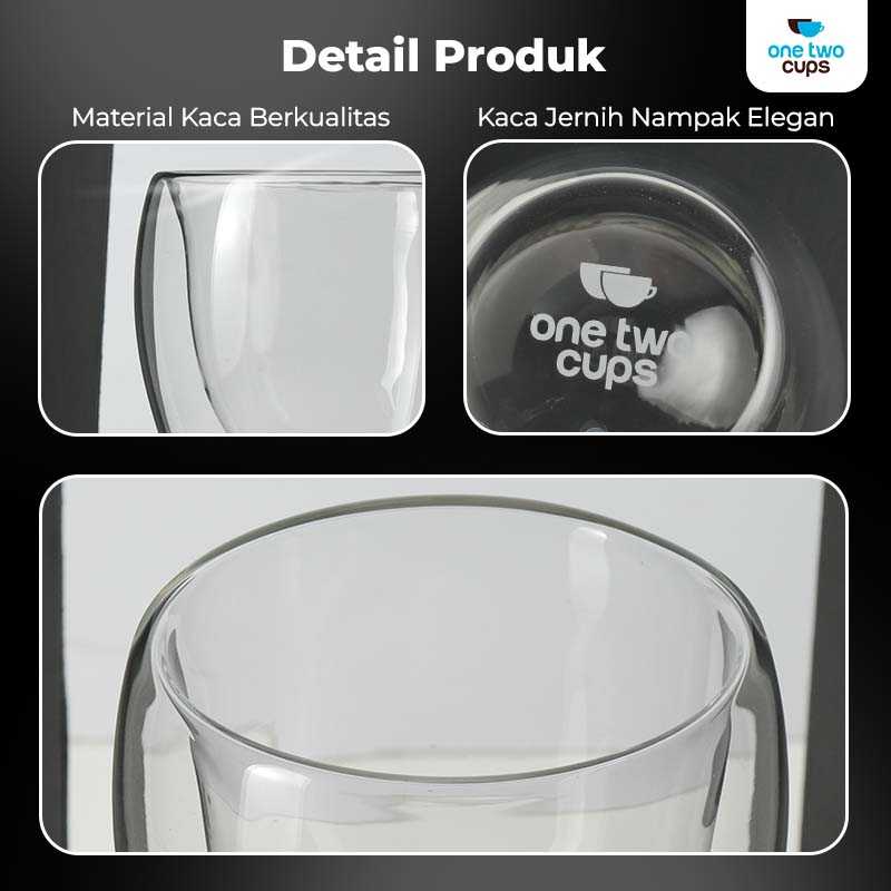 One Two Cups Gelas Kaca Aesthetic Tahan Panas Double Wall Glass - PLY1704