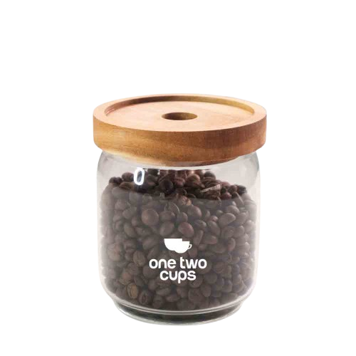 ginee_20251210165944475_4428348374.png One Two Cups Toples Kaca Kedap Udara Canister Coffee Storage Wood Lid - SL01