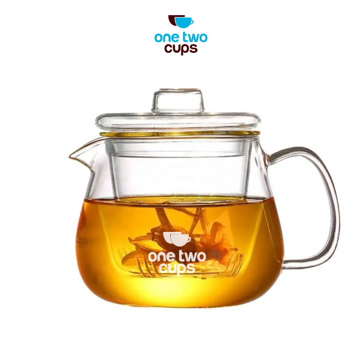 One Two Cups Teko Teh Kaca Saringan Tahan Panas Infuser Teapot 480ml - YD480