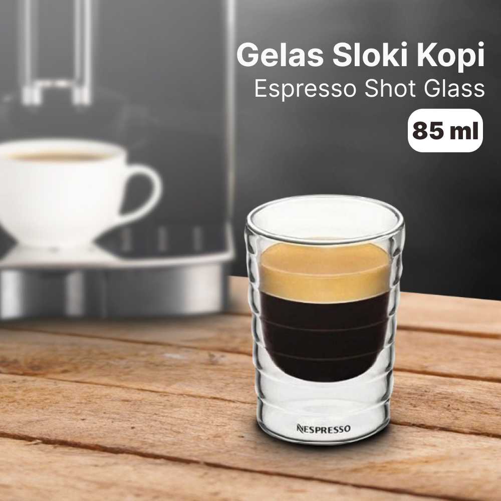 One Two Cups Gelas Sloki Kopi Double Wall Nespresso Espresso Shot Glas