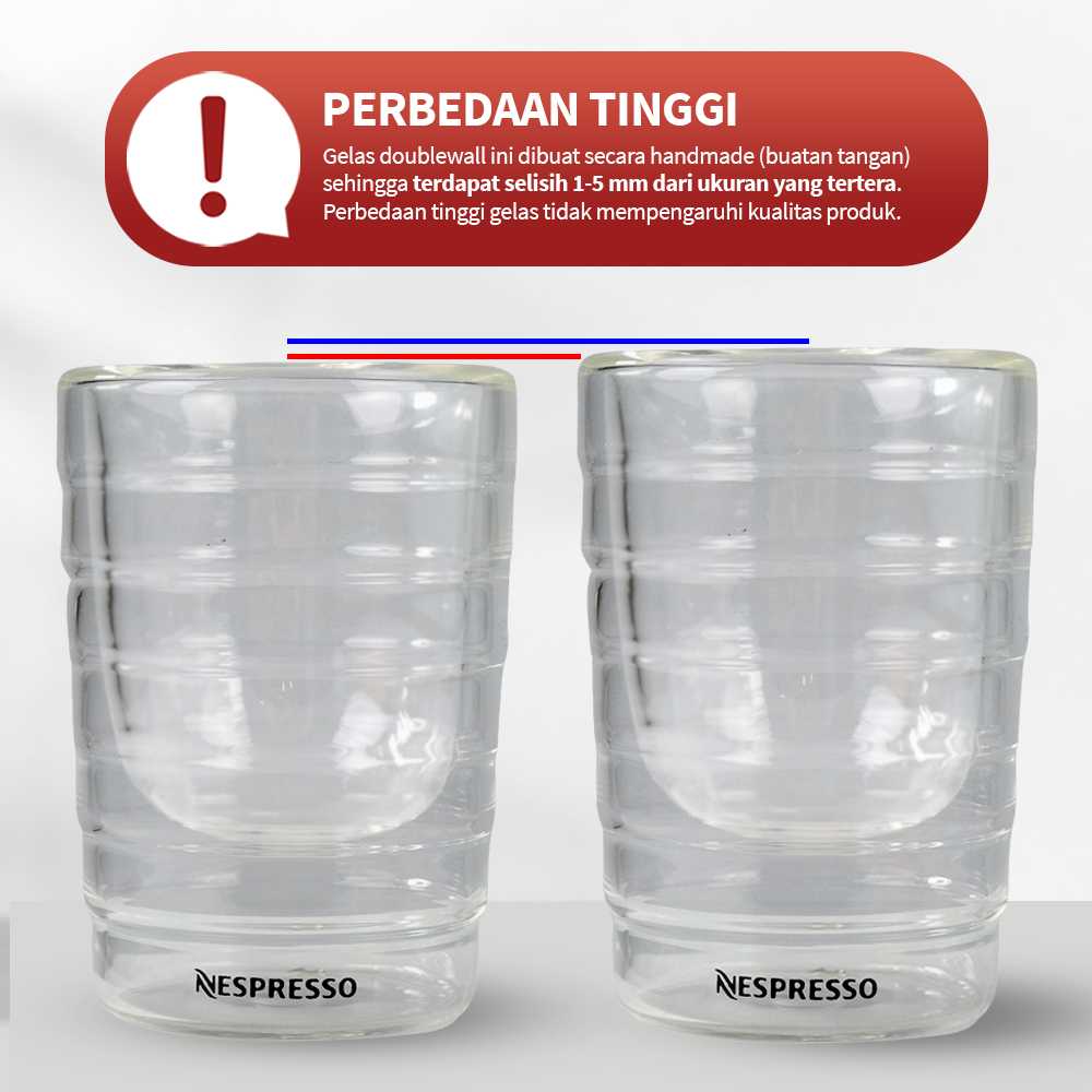 One Two Cups Gelas Sloki Kopi Double Wall Nespresso Espresso Shot Glas