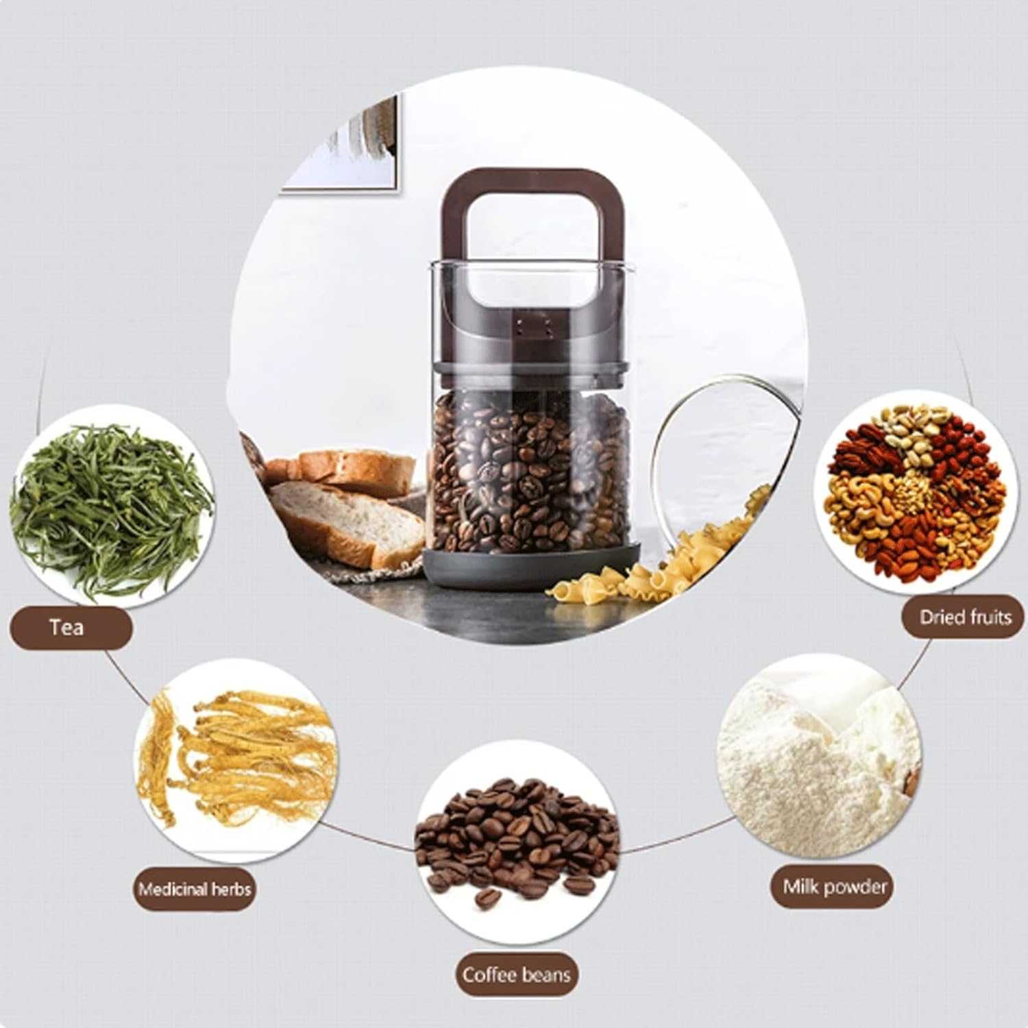 One Two Cups Toples Kaca Penyimpanan Biji Kopi Vacuum Sealed Lid 950ml - SL330