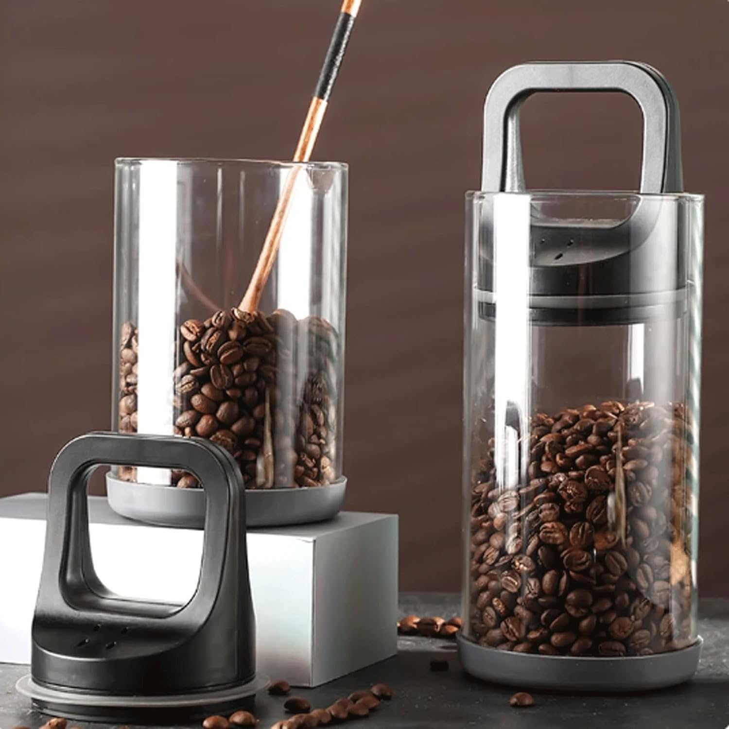 One Two Cups Toples Kaca Penyimpanan Biji Kopi Vacuum Sealed Lid 950ml - SL330