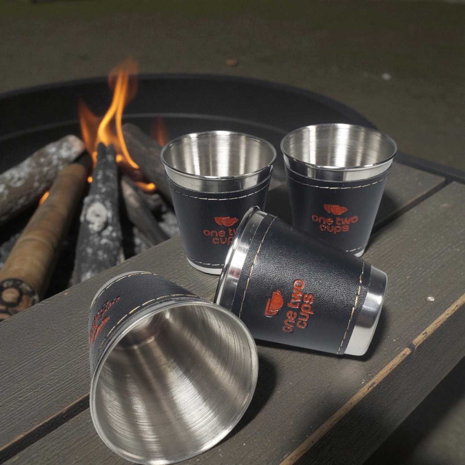 One Two Cups Set Gelas Camping Stainless Steel Travel Mug 70ml 4 PCS - MCY-66