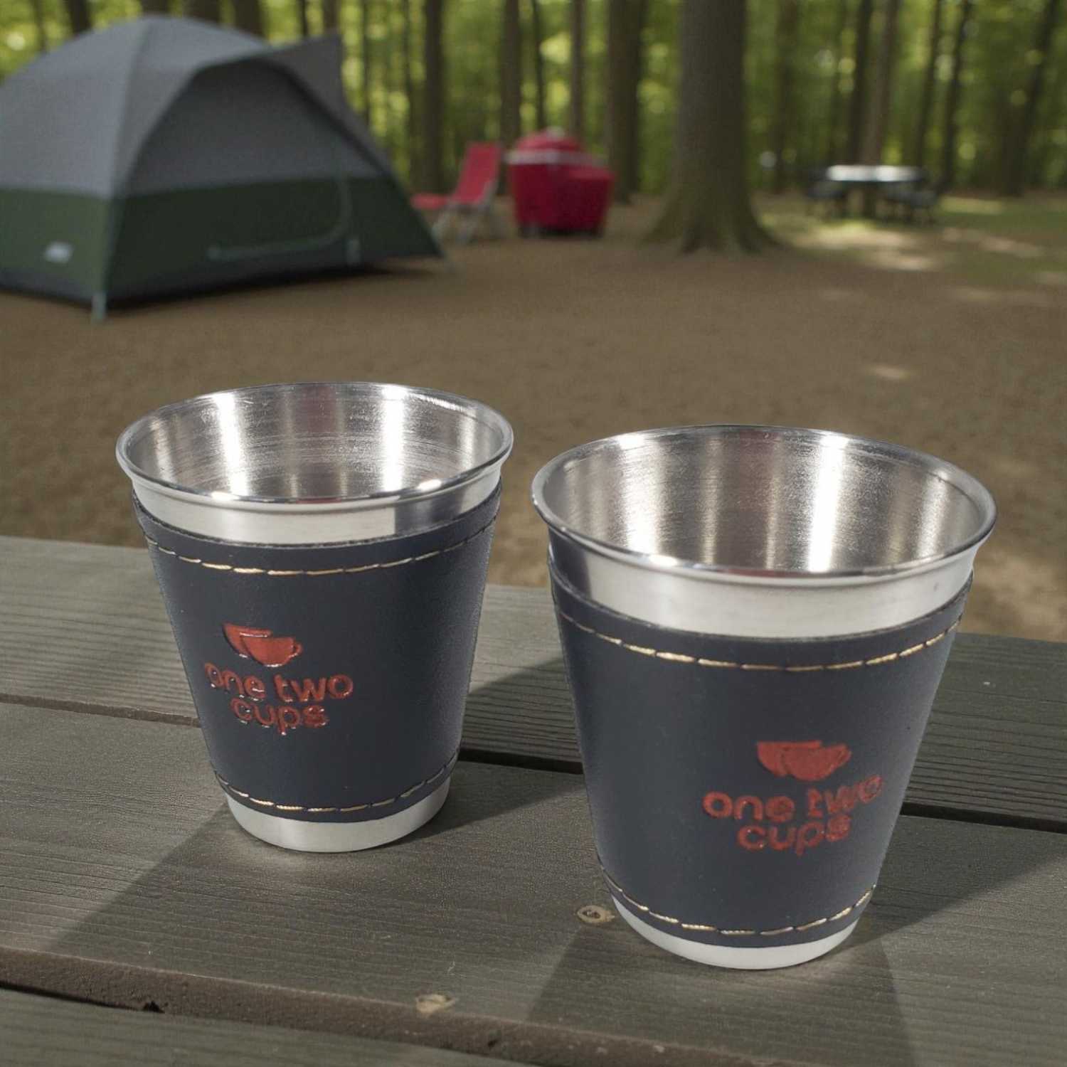 One Two Cups Set Gelas Camping Stainless Steel Travel Mug 70ml 4 PCS - MCY-66