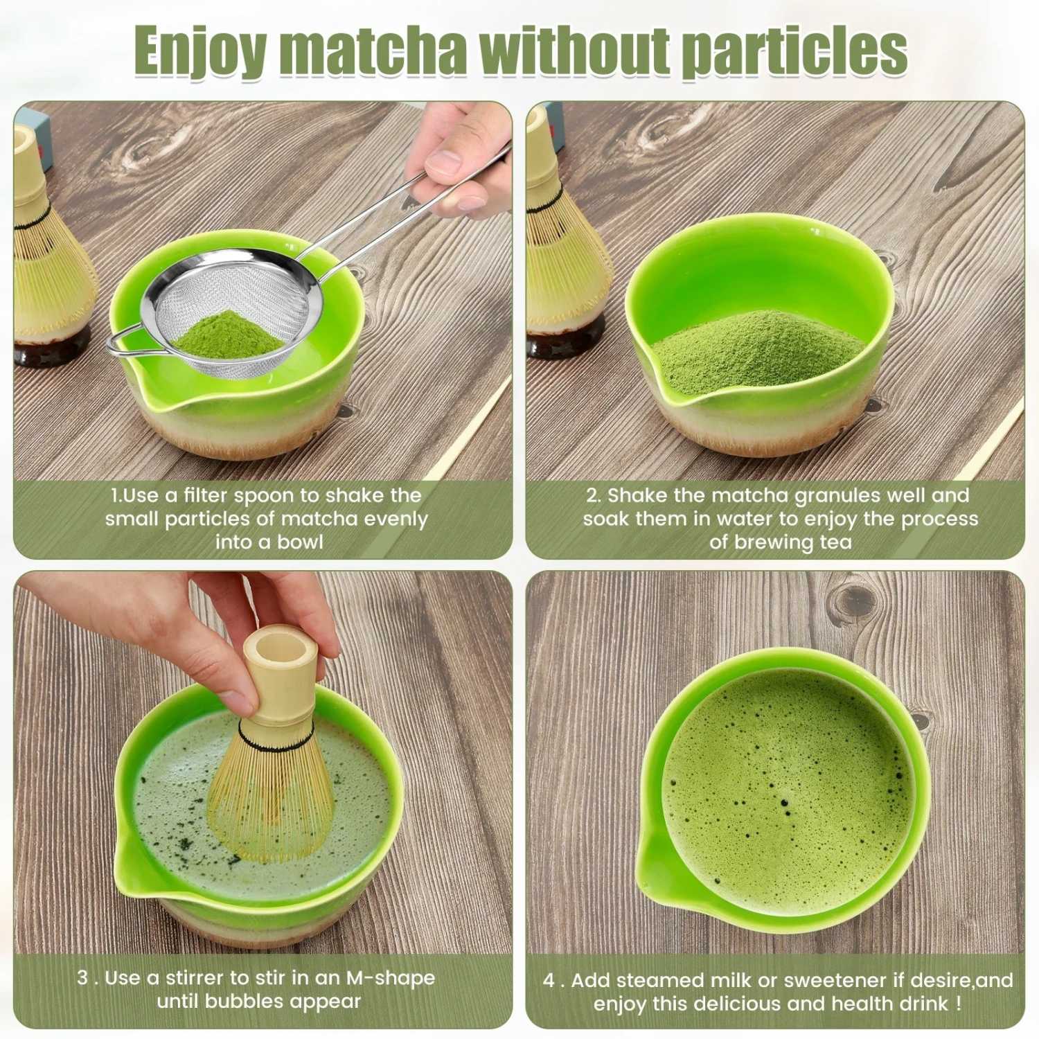 One Two Cups Matcha Set Kit Chasen Chashaku Chakoshi Bamboo 4 PCS - B41