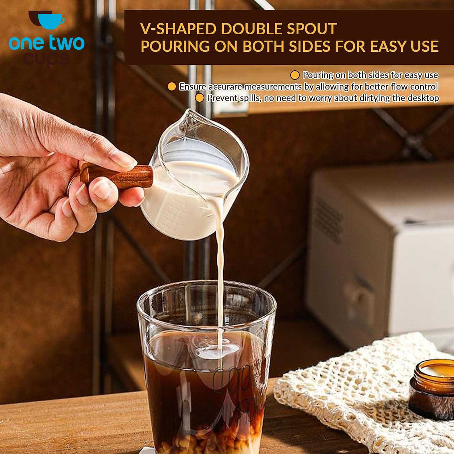 One Two Cups Gelas Takar Kopi Espresso Measuring Double Mouth 150ml - JK-150